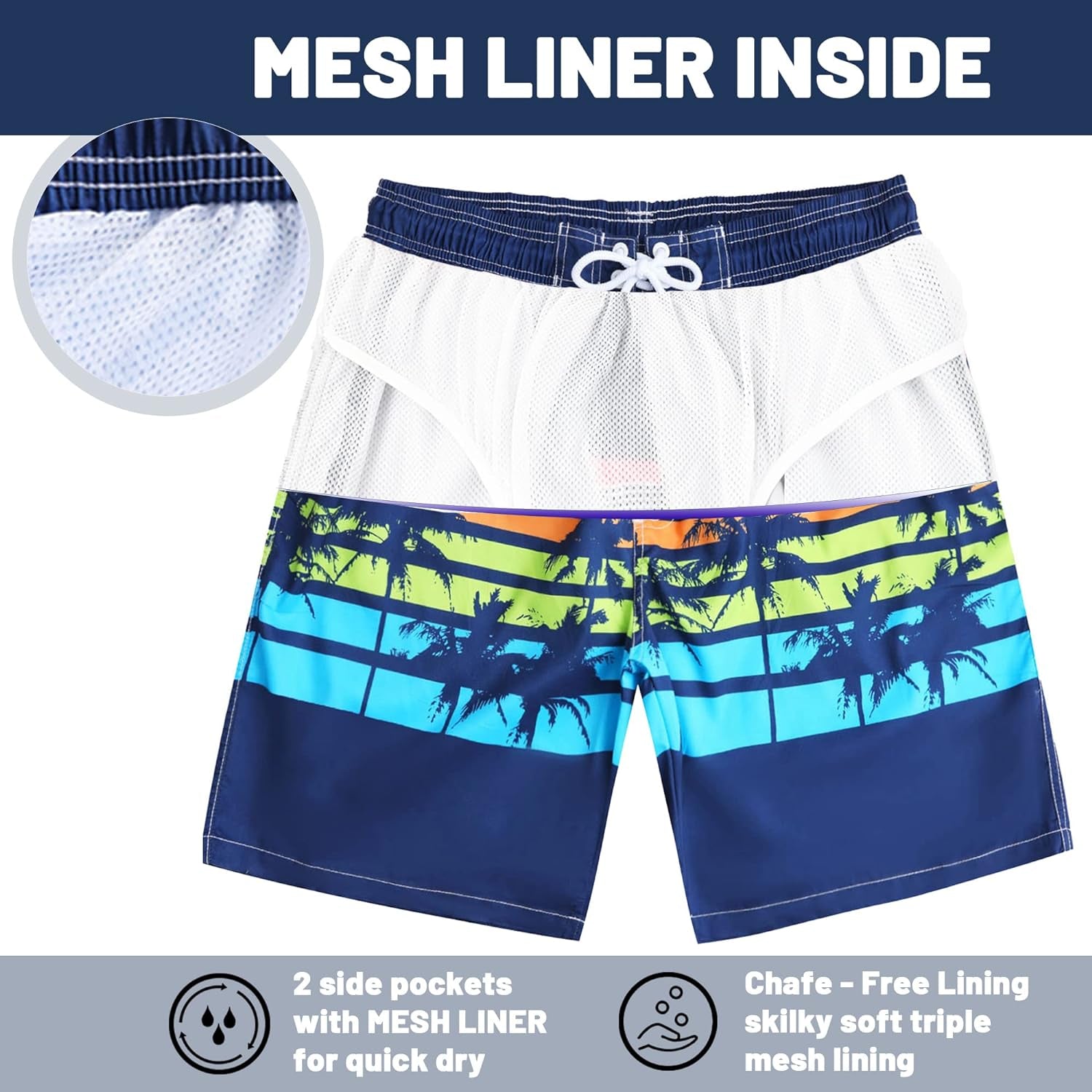 Men's Quick-Dry Long Swim Trunks - 9" Boardshorts with Mesh Lining for Ultimate Comfort