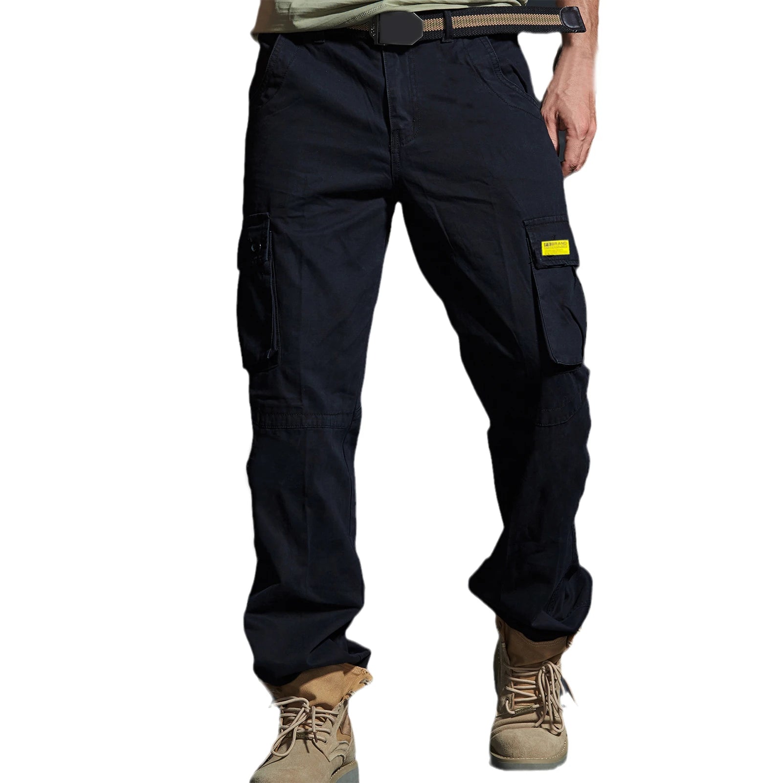 Men'S Cargo Pants Bottoms Popular Multi Pockets Loose-Fitting Ankle Tied Trousers Pants Streetwear Zipper Jogger Pants Outwear